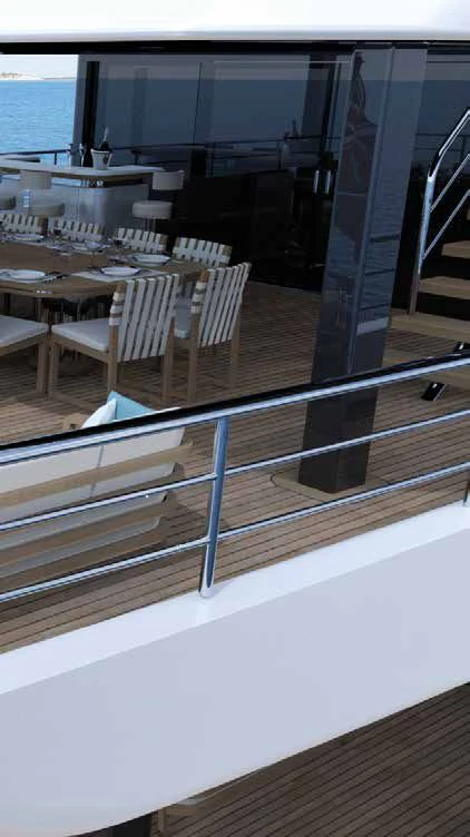 a room with a table and chairs aboard ENZO Yacht for Sale