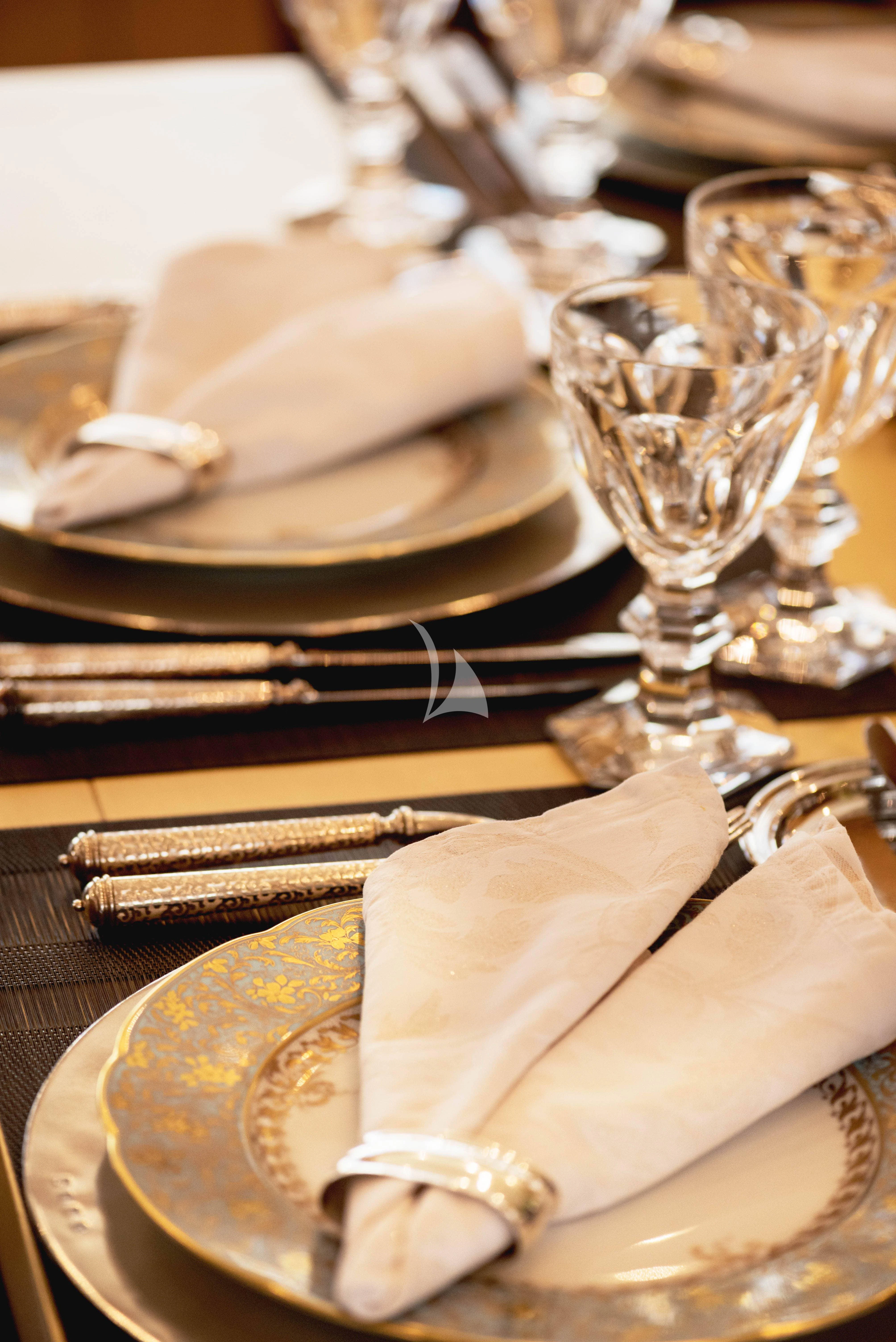 a plate of dessert aboard OASIS Yacht for Sale