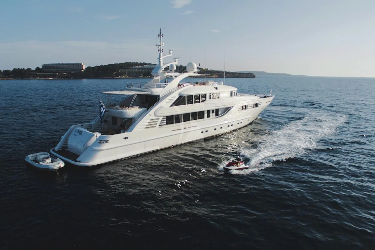 a boat on the water aboard OASIS Yacht for Sale