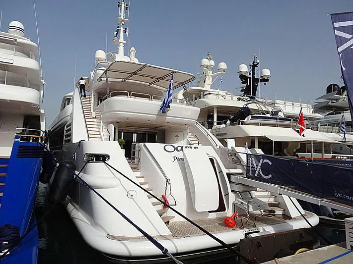 a group of boats are parked aboard OASIS Yacht for Sale