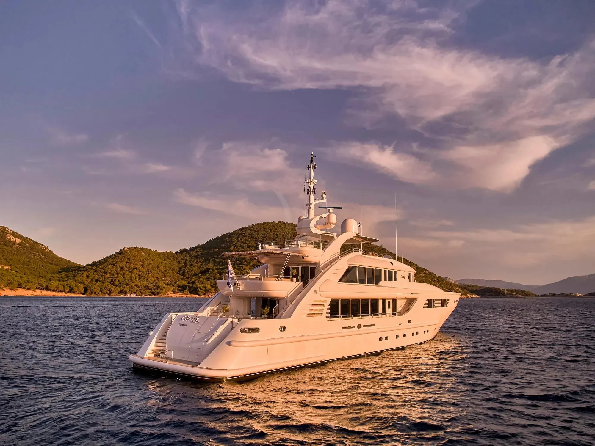 a boat on the water aboard OASIS Yacht for Sale