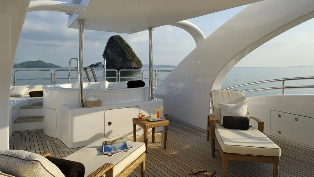 a boat in a room aboard OASIS Yacht for Sale