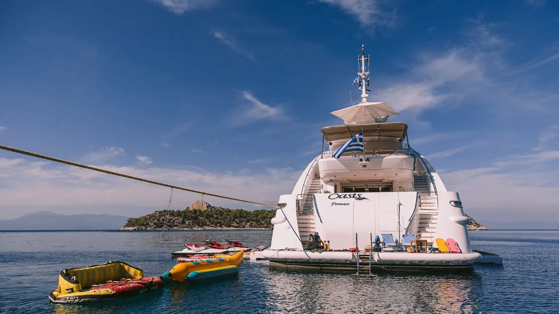 a boat in the water aboard OASIS Yacht for Sale