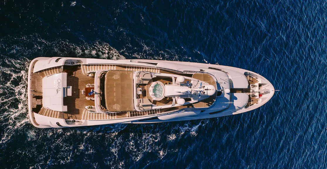 a space ship in outer space aboard OASIS Yacht for Sale