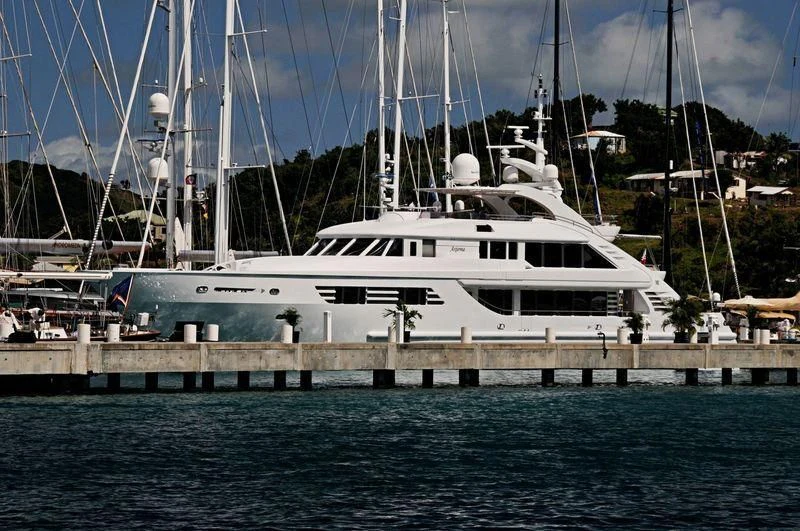 a large white boat aboard OASIS Yacht for Sale