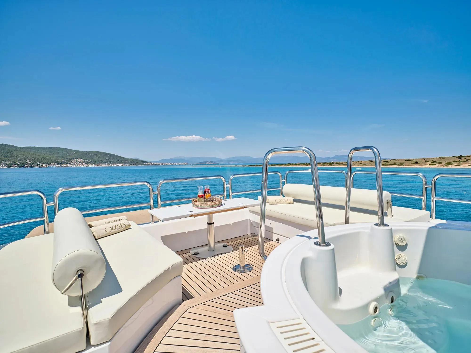 a boat on the water aboard OASIS Yacht for Sale