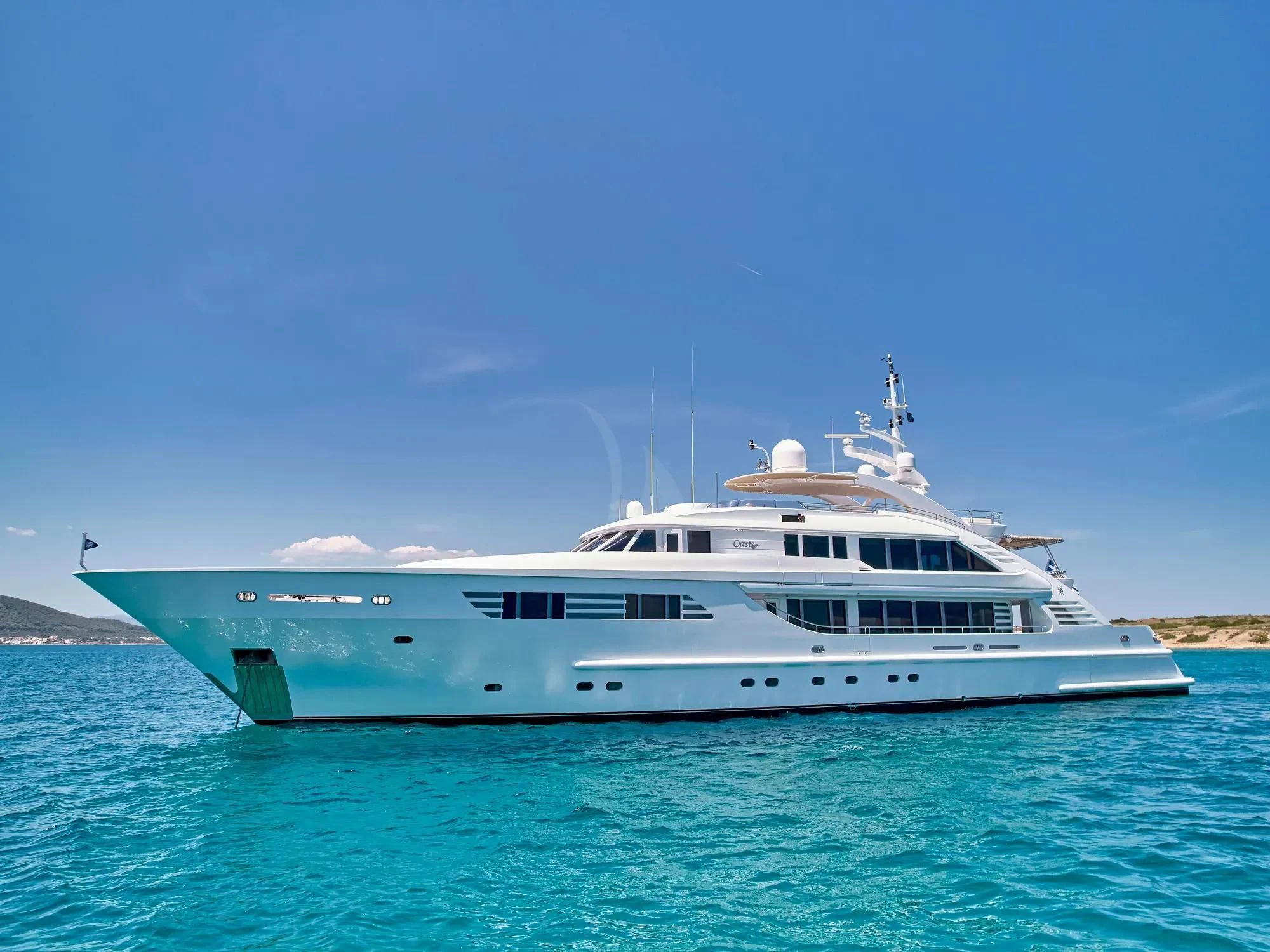 a boat in the water aboard OASIS Yacht for Sale