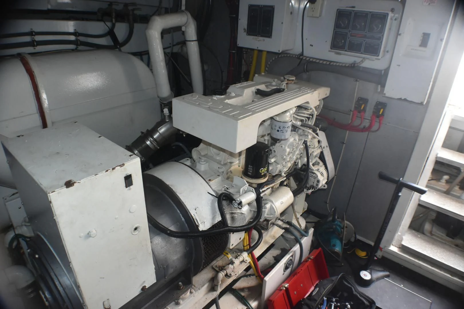 a car with a large engine aboard JEWEL OF THE NILE Yacht for Sale