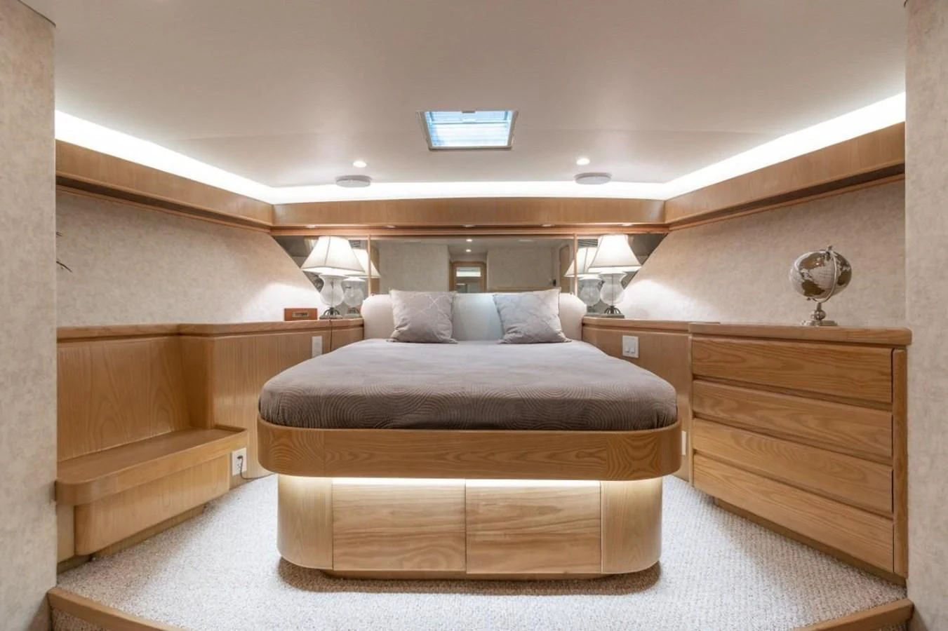a bed in a room aboard JEWEL OF THE NILE Yacht for Sale
