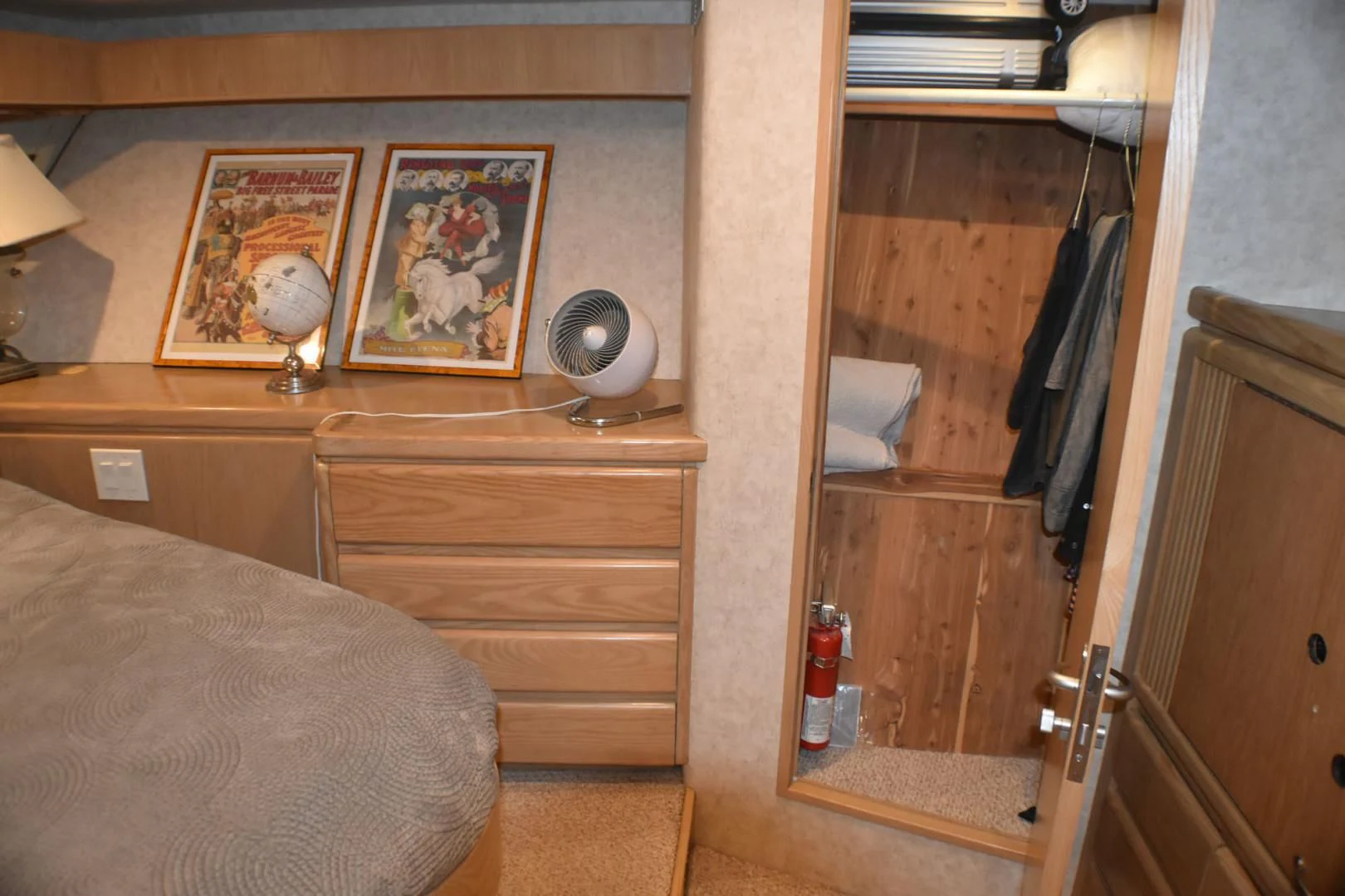 a room with a mirror and a bed aboard JEWEL OF THE NILE Yacht for Sale