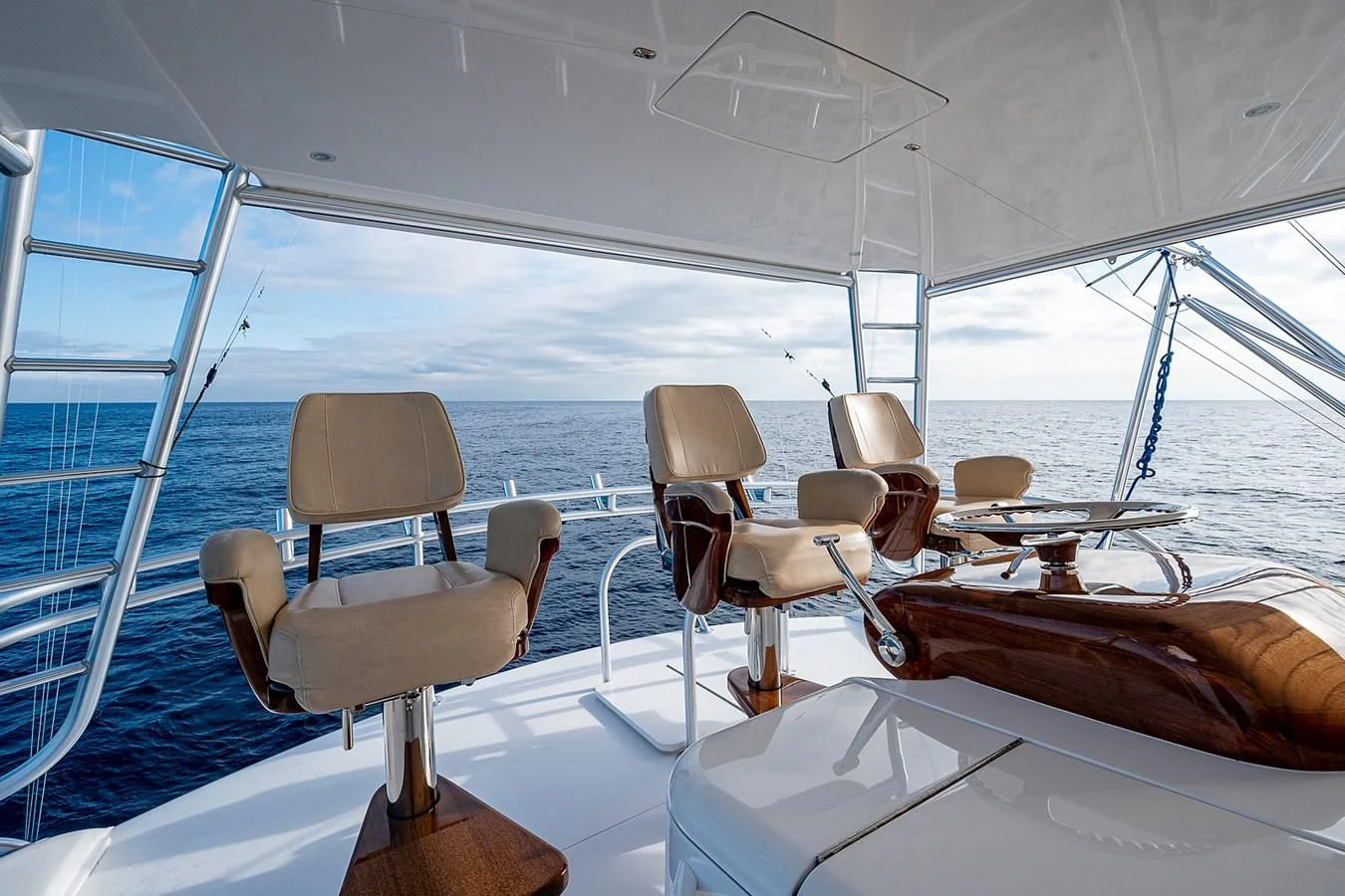 a boat with chairs and tables aboard LIFE IS GOOD Yacht for Sale