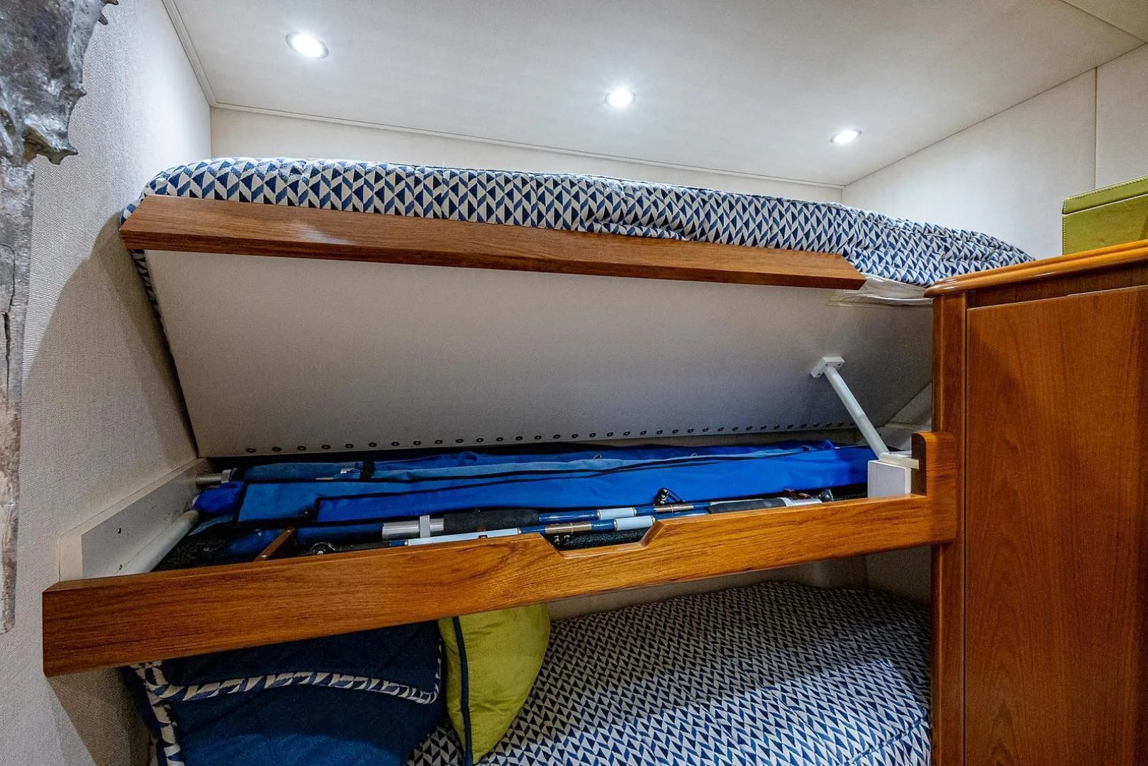 a shelf with a computer on it aboard LIFE IS GOOD Yacht for Sale