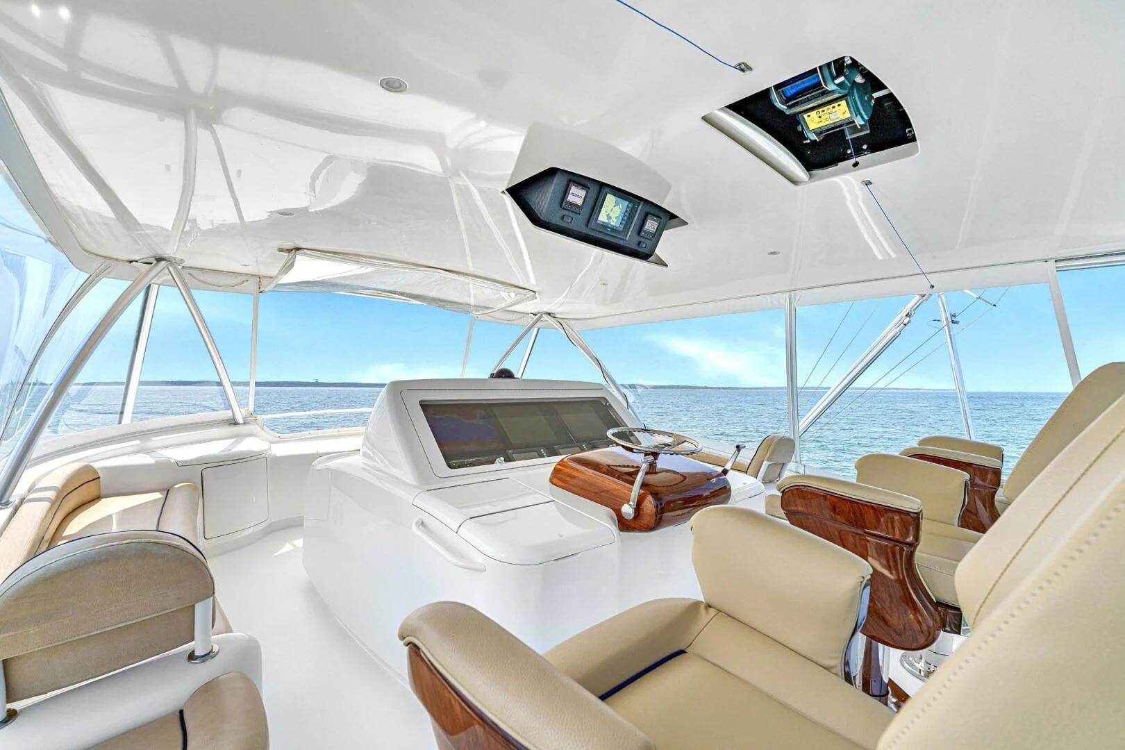 a boat with a laptop on the deck aboard LIFE IS GOOD Yacht for Sale