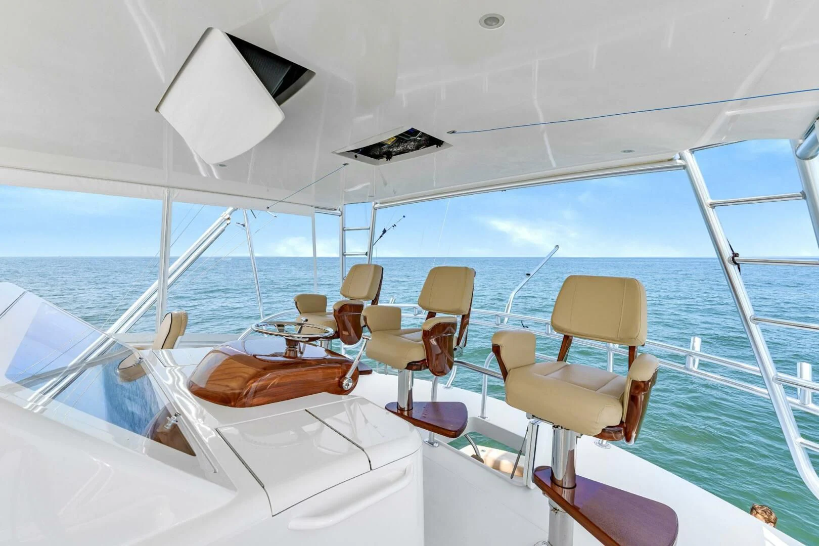 a boat with chairs on it aboard LIFE IS GOOD Yacht for Sale