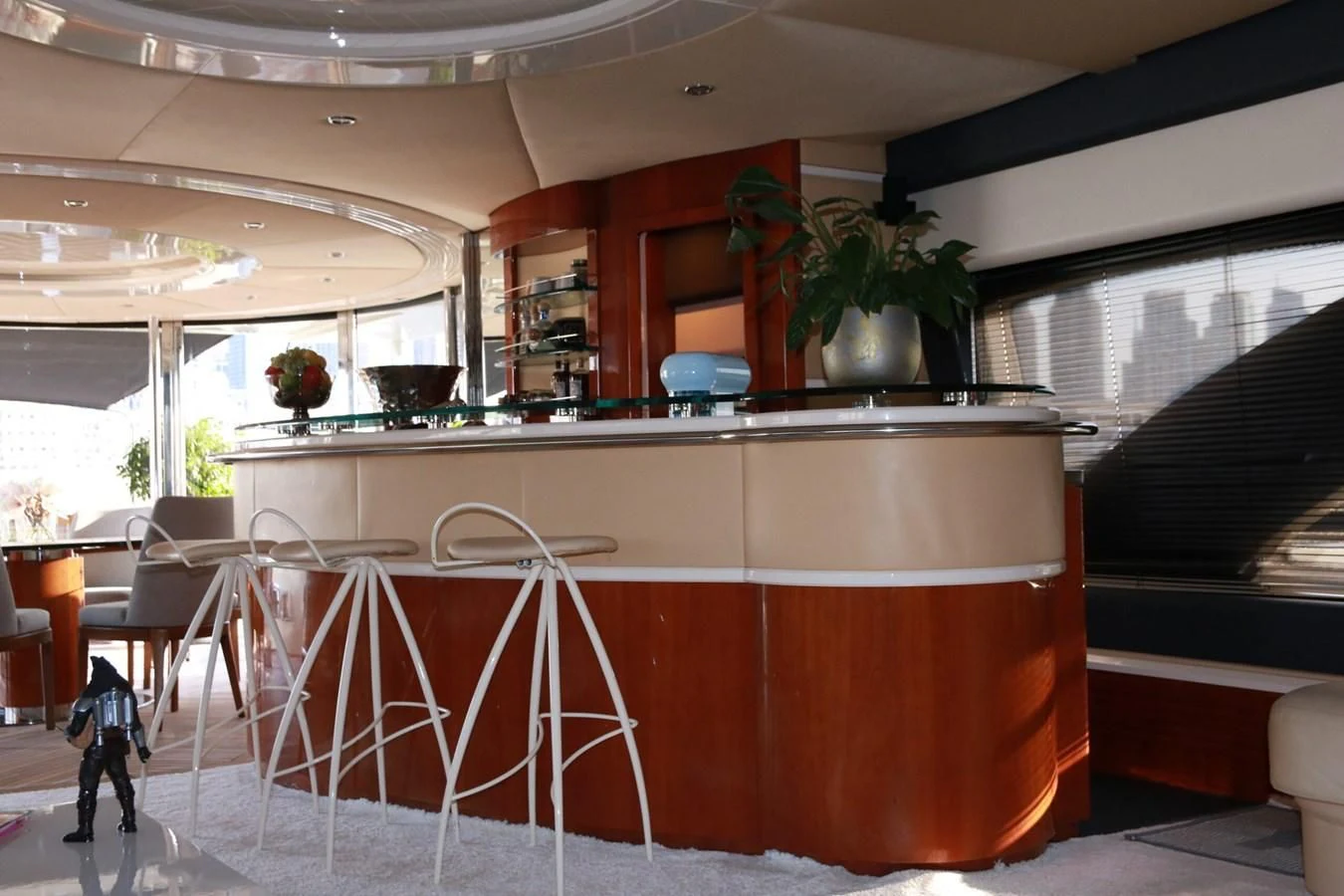 a kitchen with a table and chairs aboard SIMONA Yacht for Sale