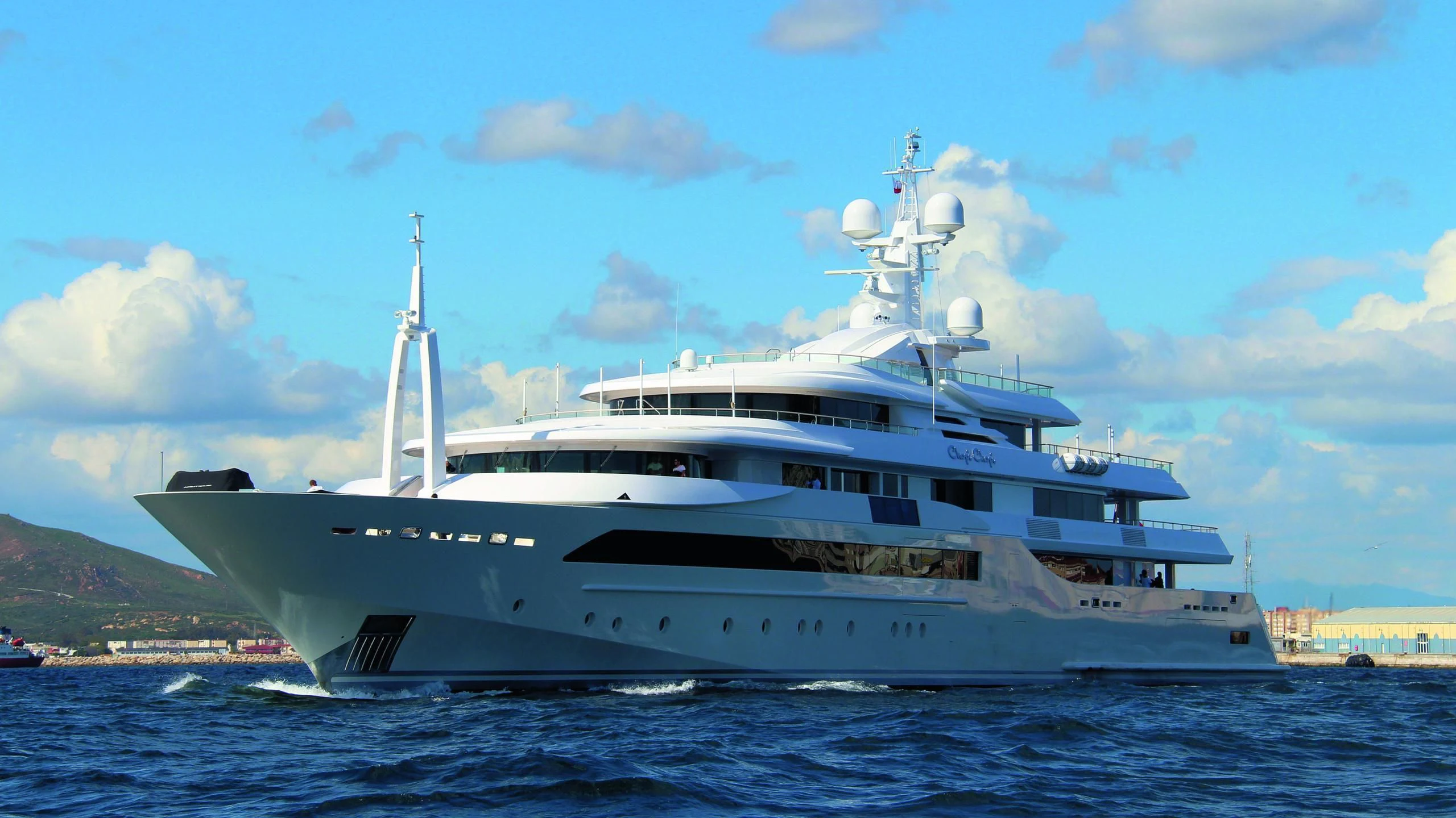 a large white yacht in the water aboard CHOPI CHOPI Yacht for Sale