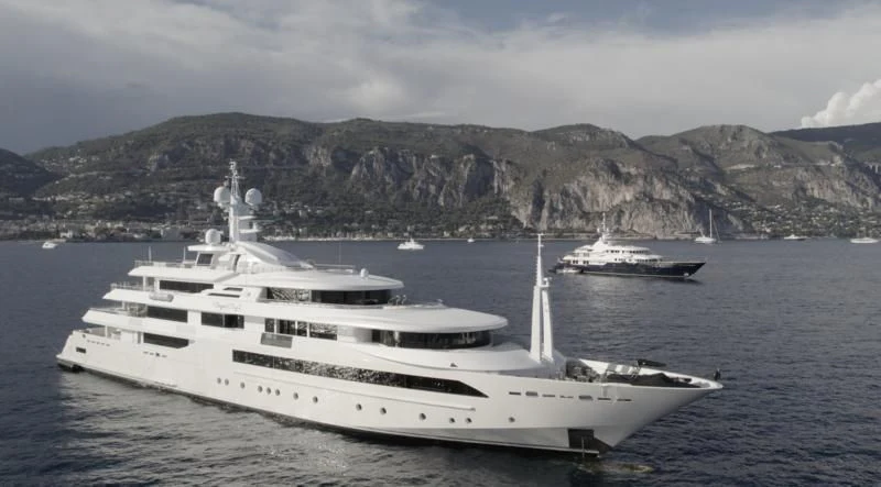 a large white yacht in the water aboard CHOPI CHOPI Yacht for Sale