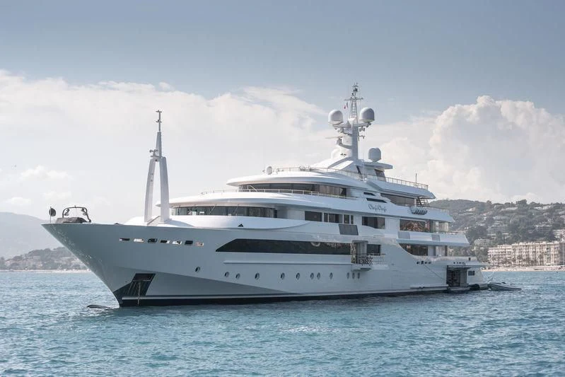 a large white ship in the water aboard CHOPI CHOPI Yacht for Sale