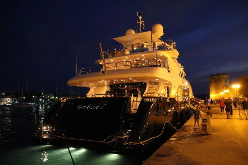 a large ship in the water aboard SEA BLUEZ Yacht for Charter
