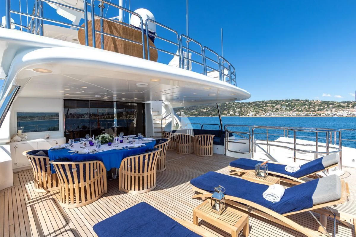 a boat on the water aboard SEA BLUEZ Yacht for Charter