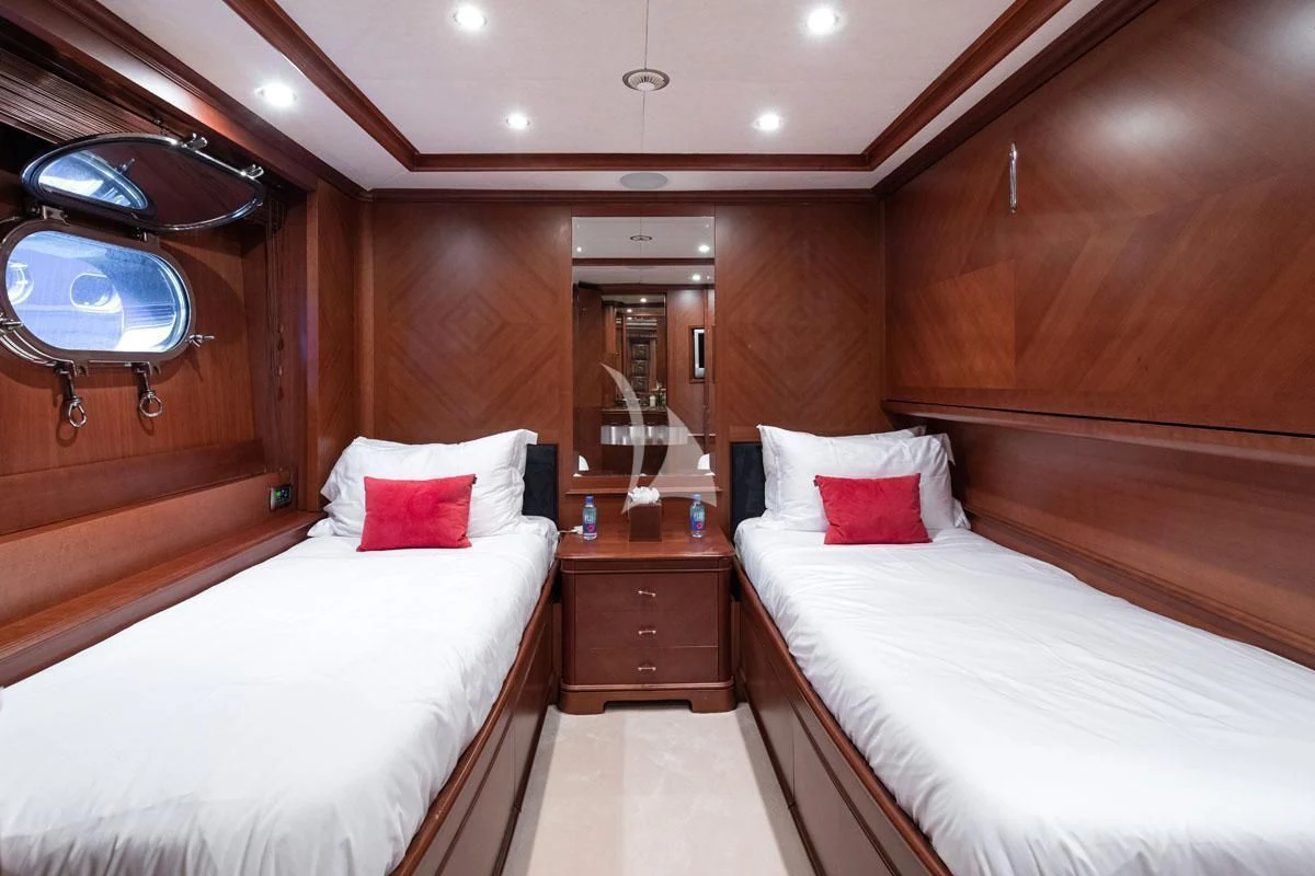 a room with two beds aboard SEA BLUEZ Yacht for Charter