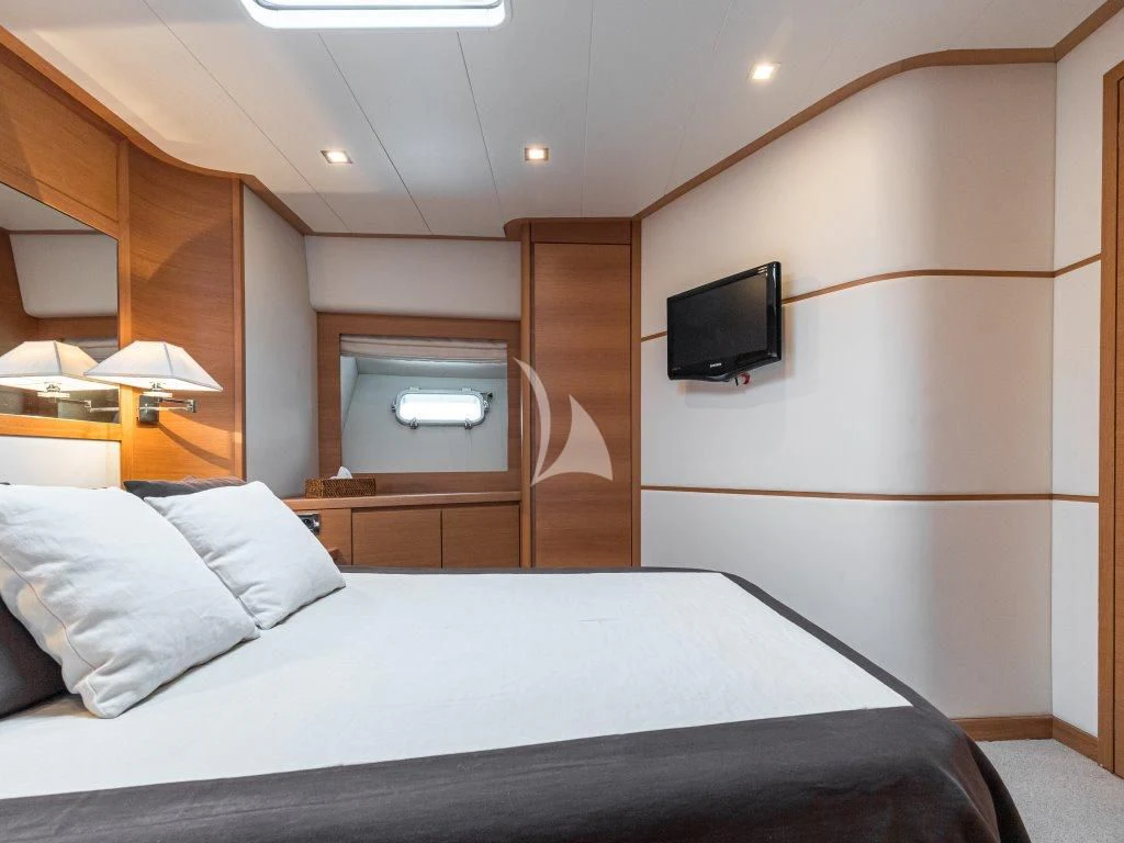 a bed in a room aboard PASSION Yacht for Sale