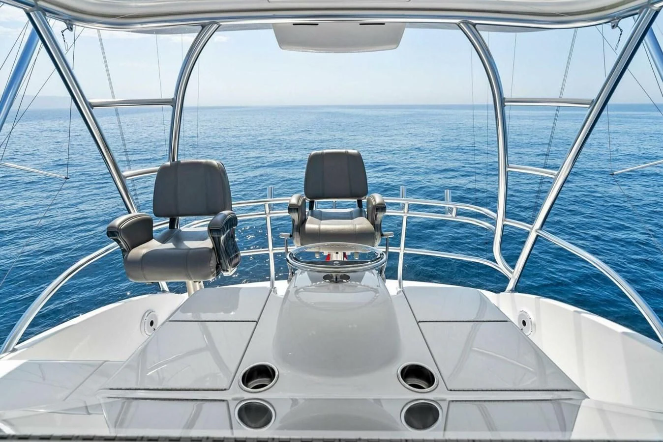 a boat with a seat and a seat on the front aboard TEAM MAYHEM Yacht for Sale