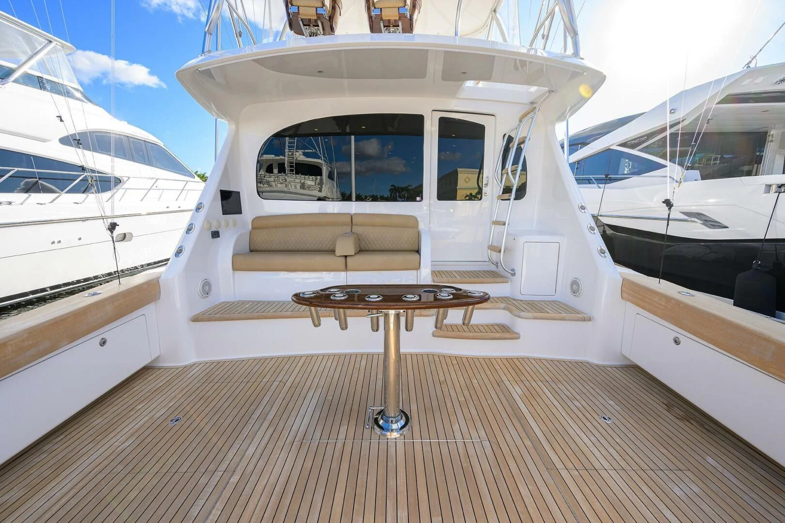 a boat on a dock aboard TEAM MAYHEM Yacht for Sale