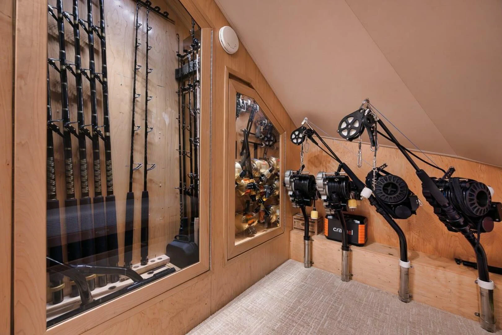 a room with a camera and a mirror aboard DOC Z Yacht for Sale