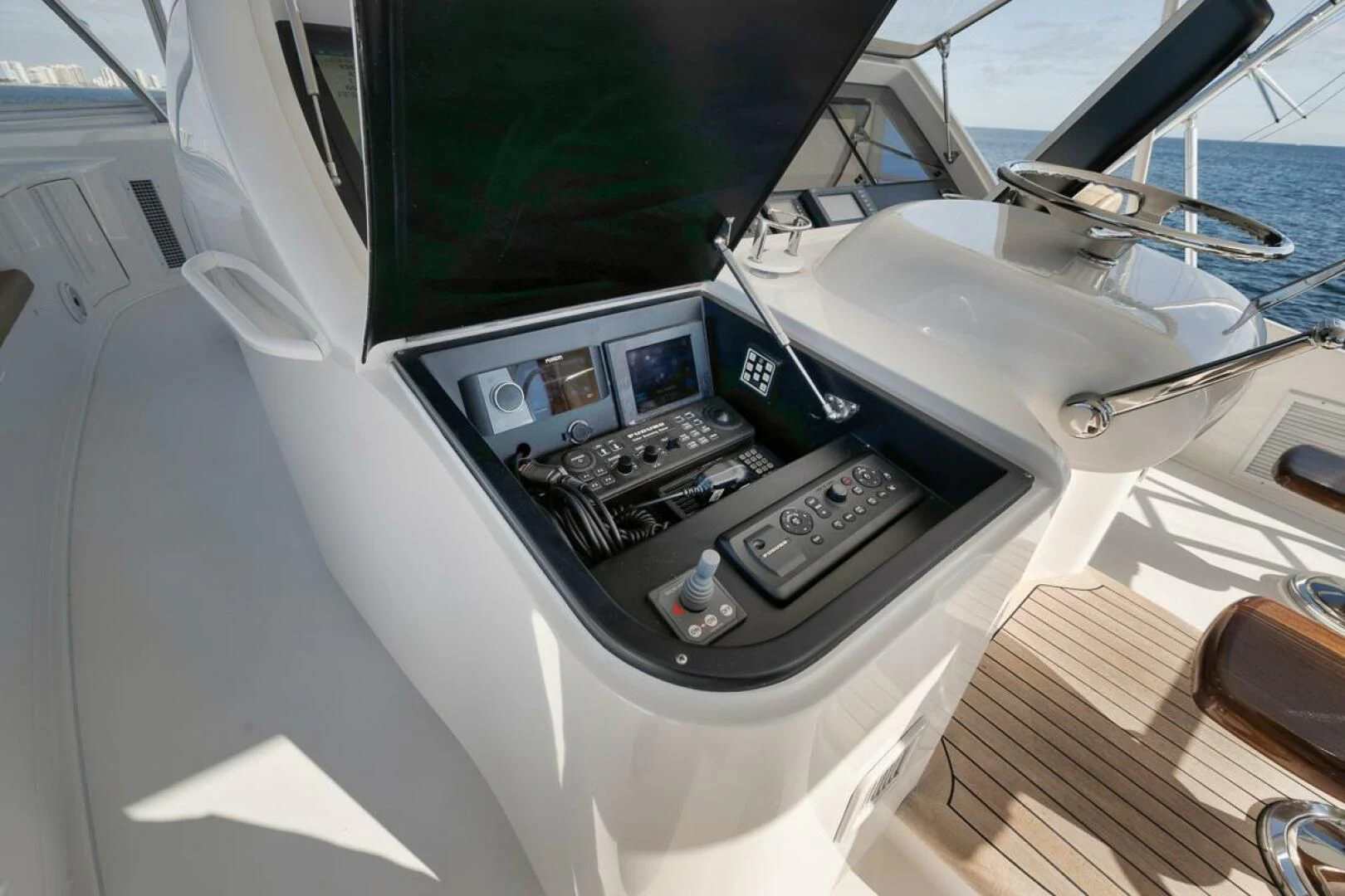 the inside of a car aboard DOC Z Yacht for Sale