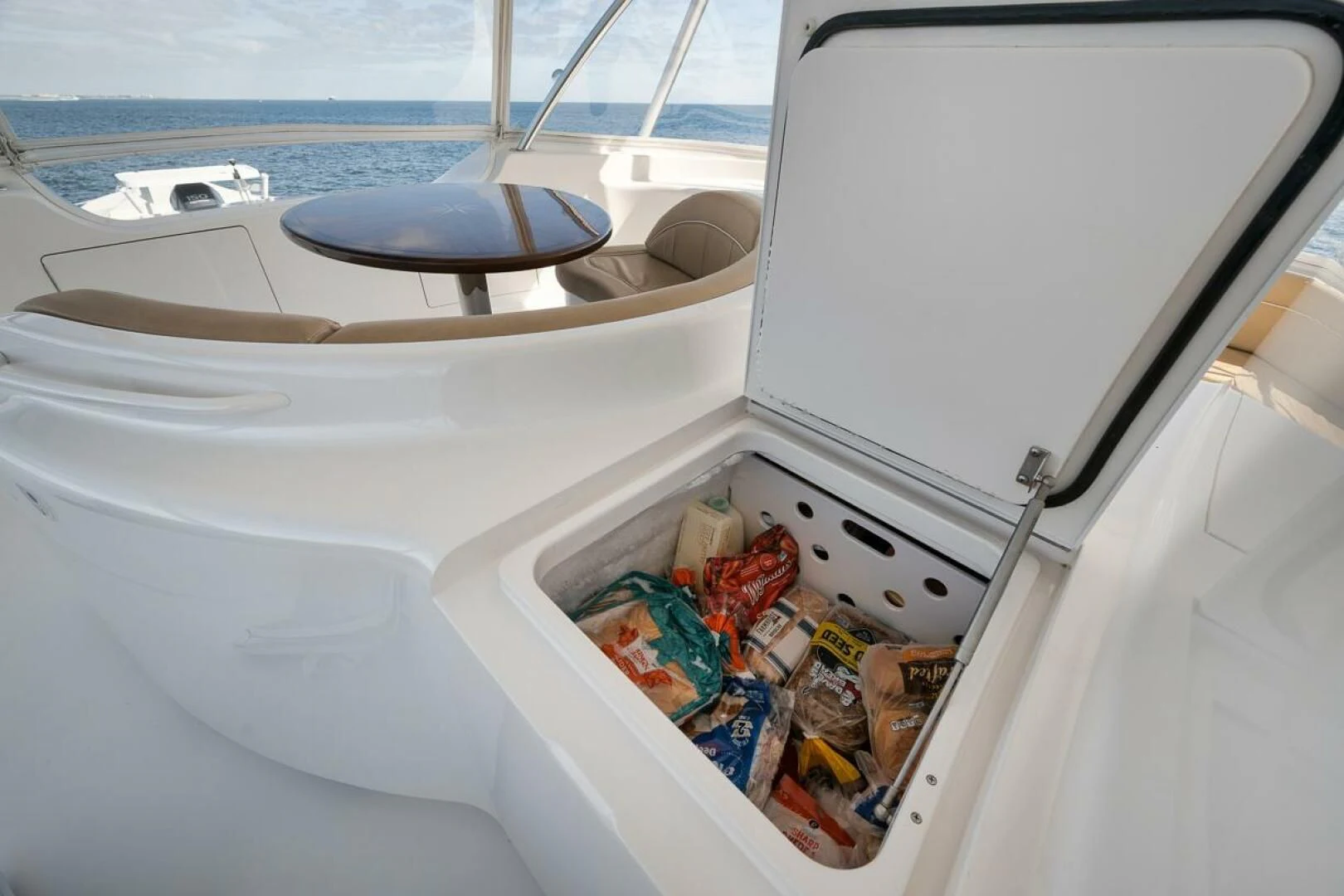 a bag of food on a boat aboard DOC Z Yacht for Sale