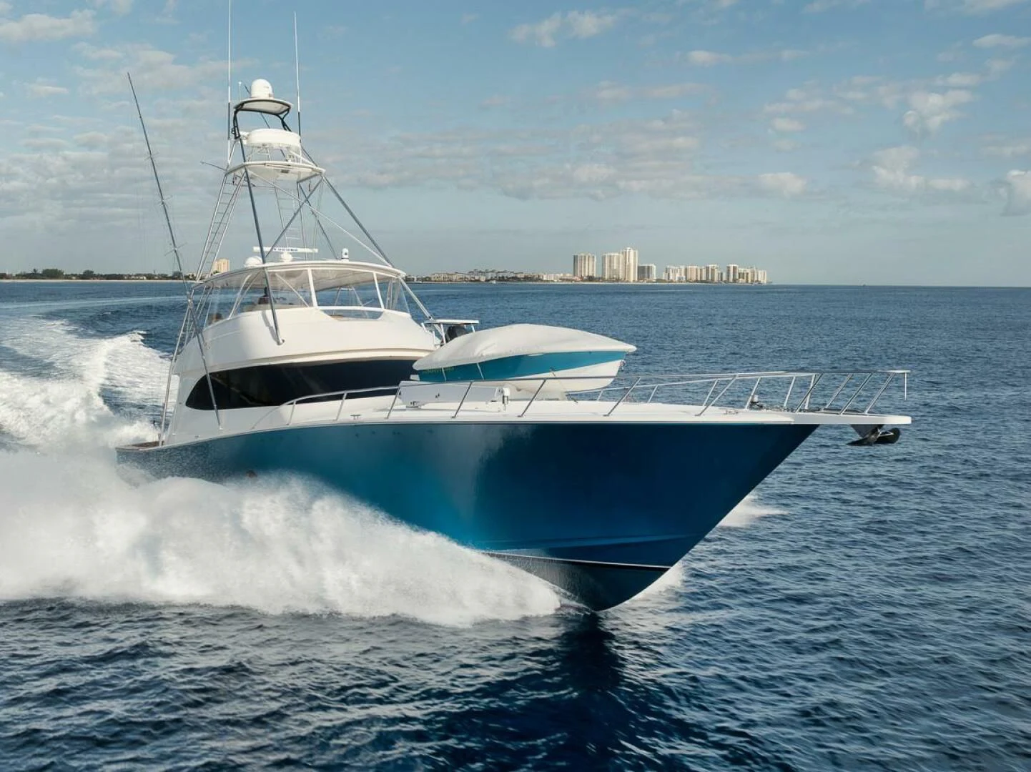 a boat splashing in the water aboard DOC Z Yacht for Sale