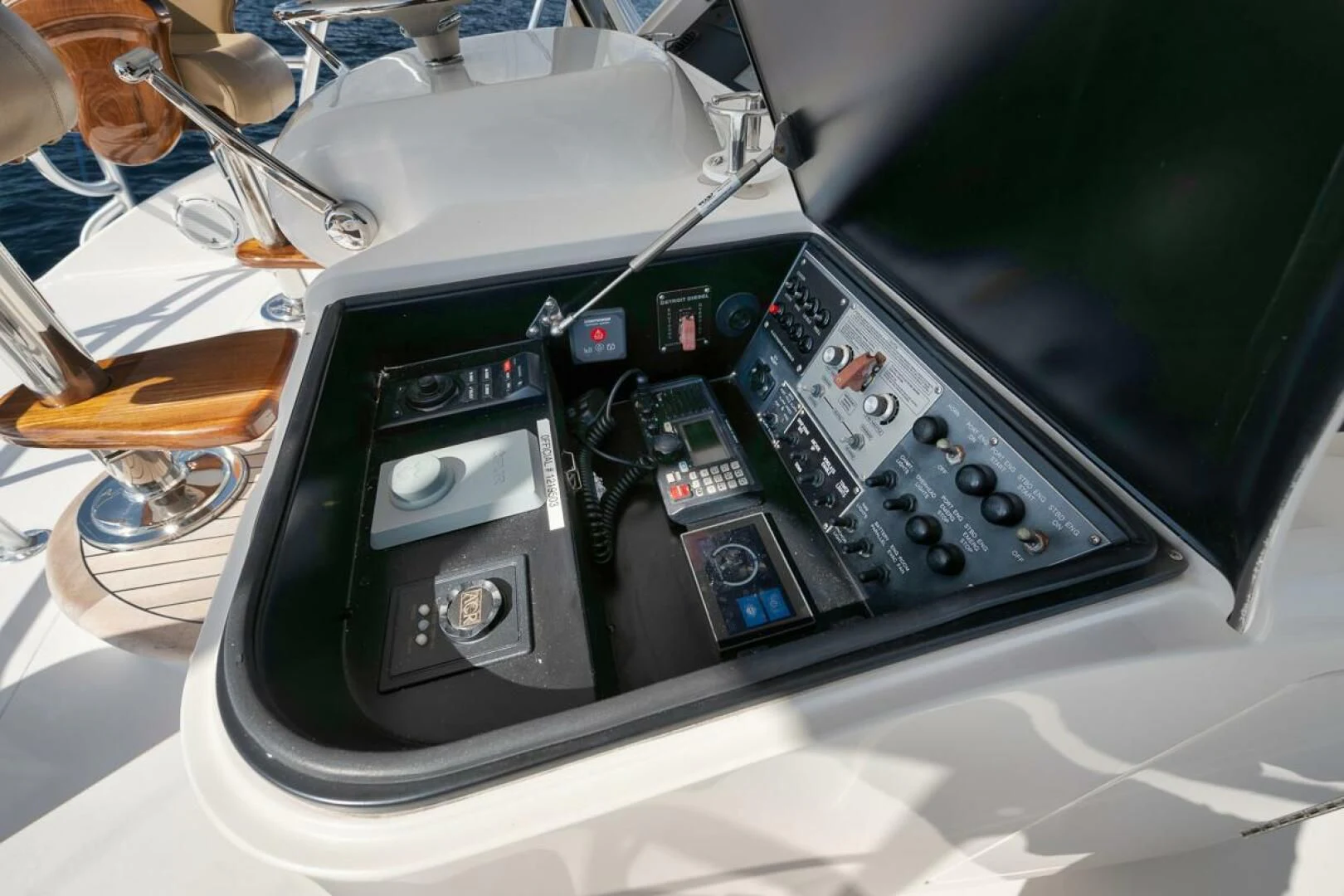 a car with a screen and buttons aboard DOC Z Yacht for Sale