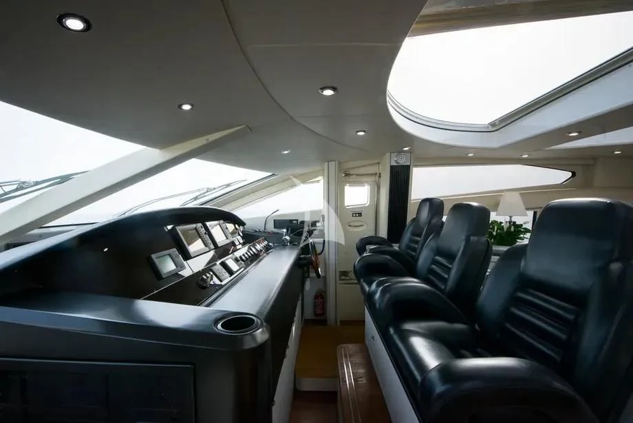 inside of a car aboard LIGHT BLUE Yacht for Sale