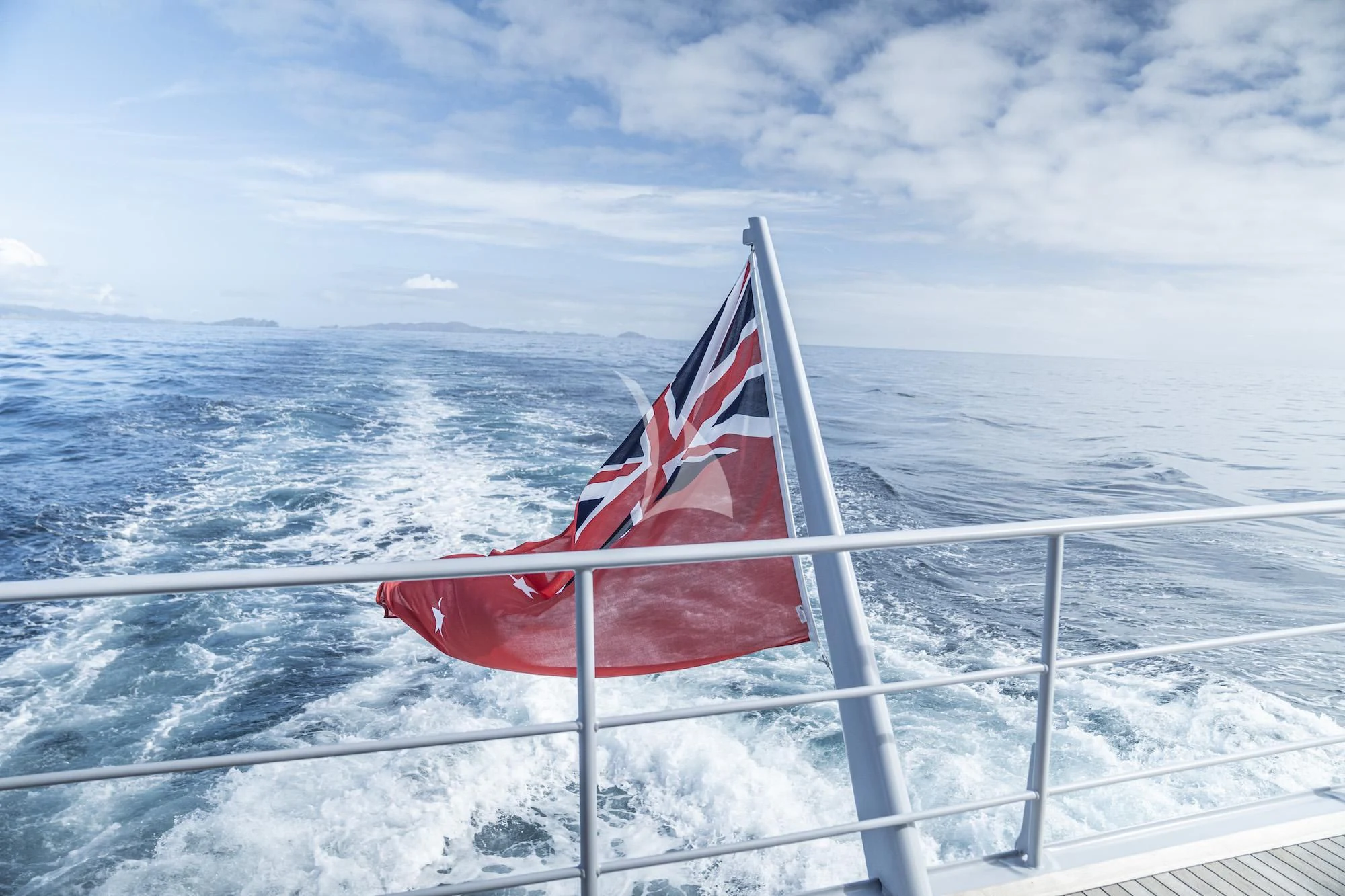 a flag on a boat aboard THE BEAST Yacht for Sale