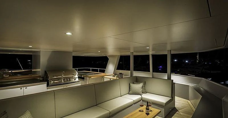 a modern looking living room aboard THE BEAST Yacht for Sale