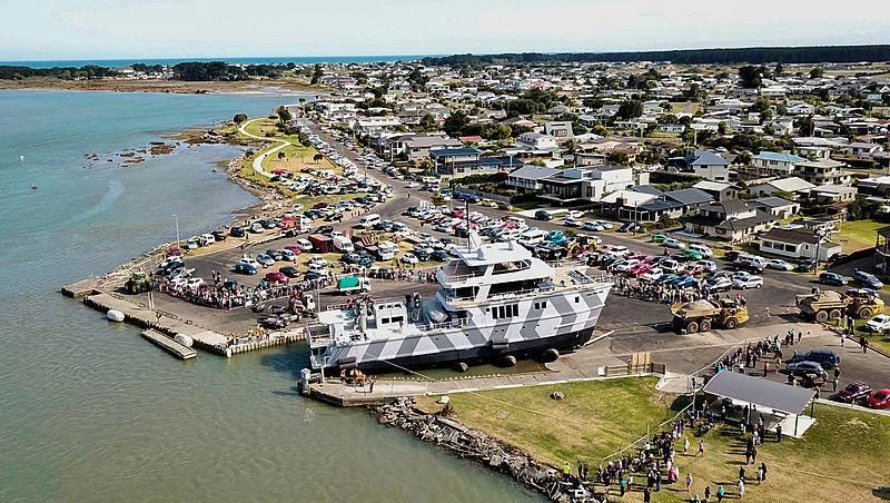 a high angle view of a beach aboard THE BEAST Yacht for Sale