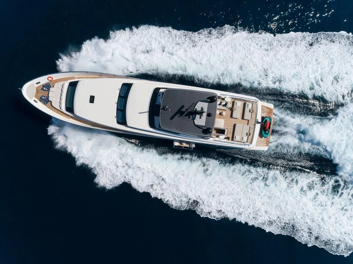 a boat in the water aboard DINAIA Yacht for Charter