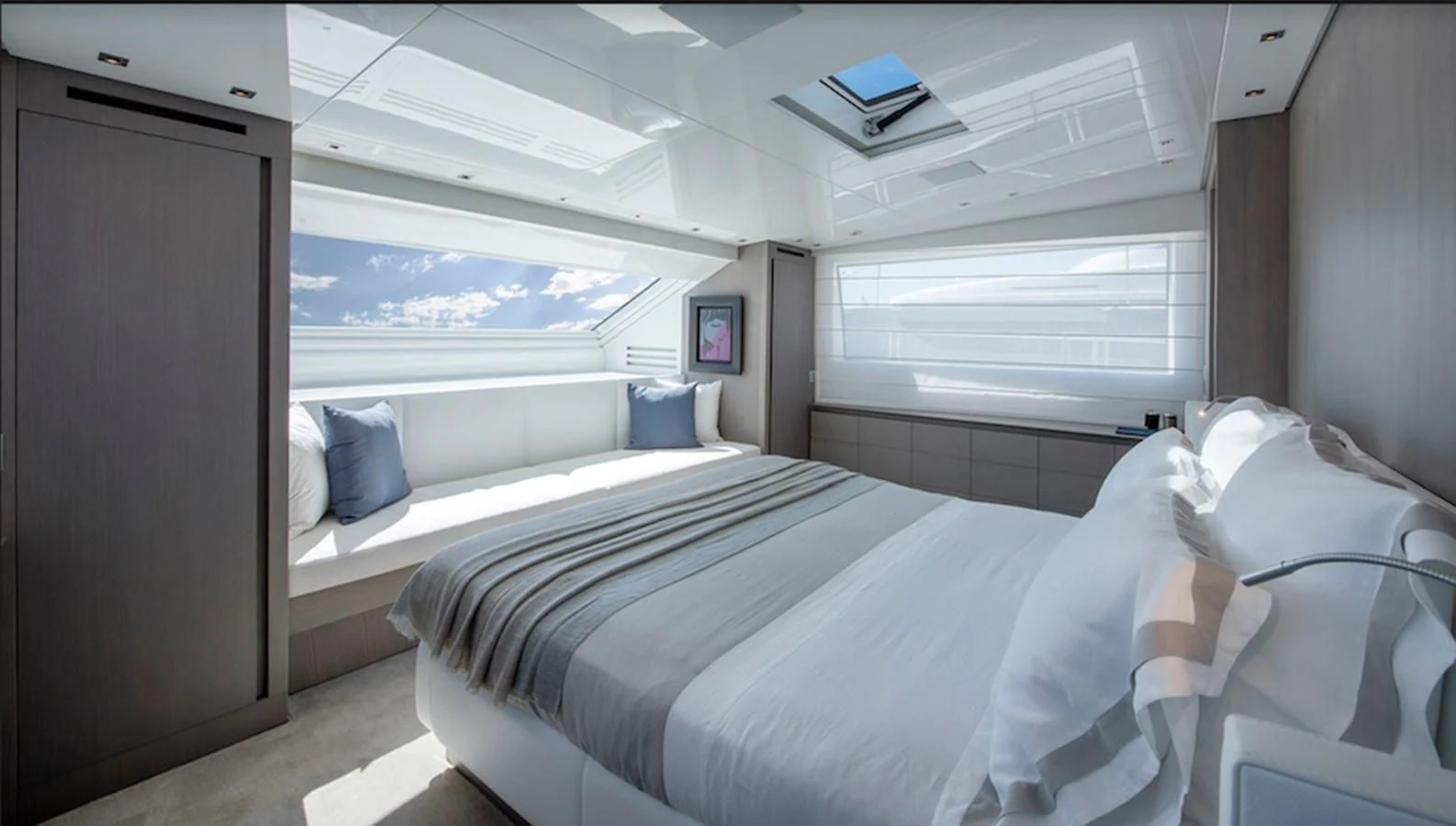 a room with two beds aboard DINAIA Yacht for Charter
