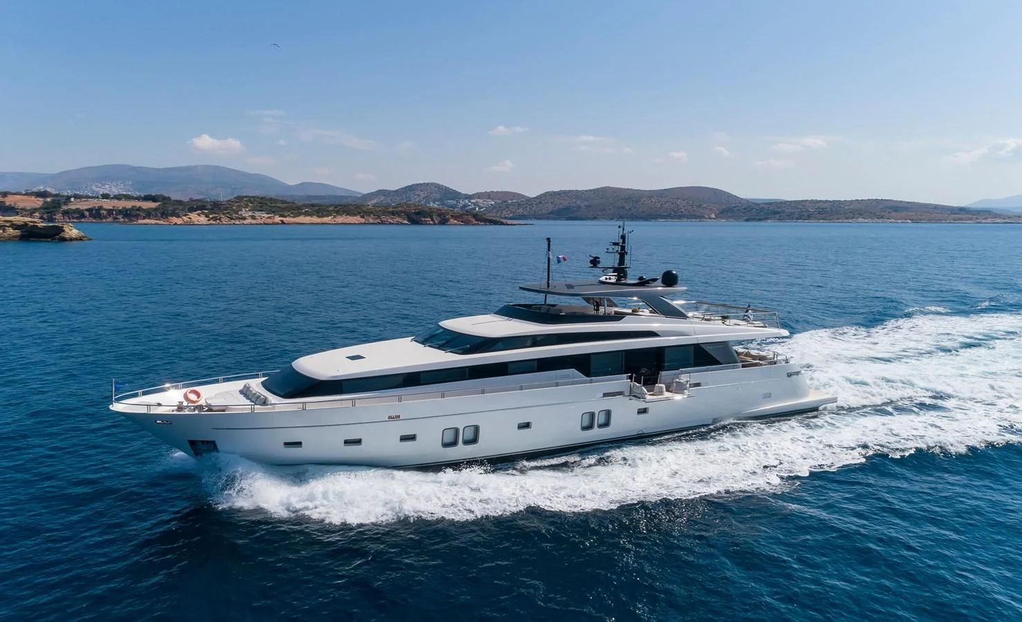 a boat on the water aboard DINAIA Yacht for Charter