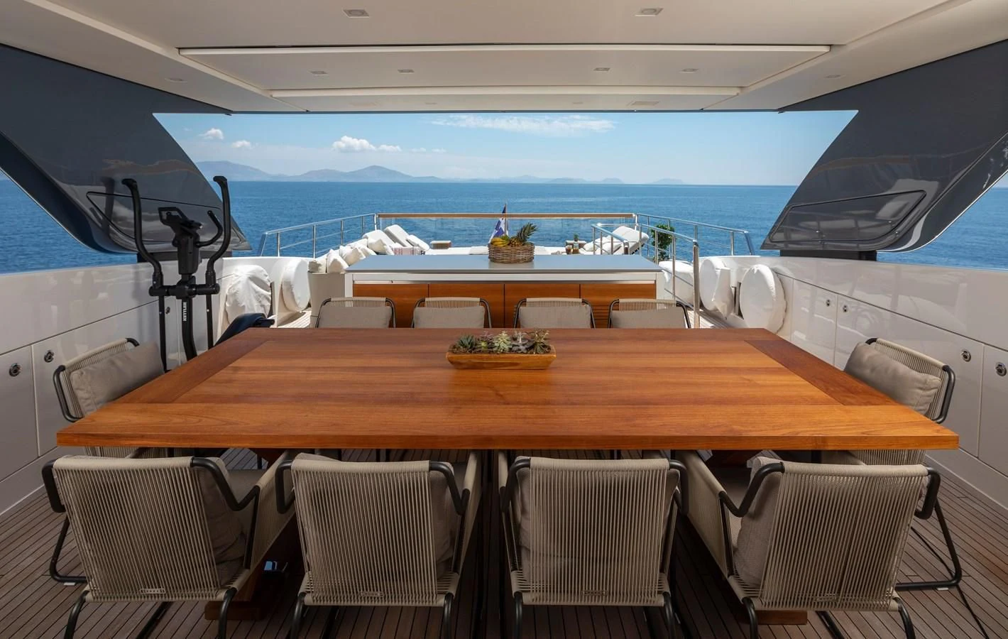 a table on a boat aboard DINAIA Yacht for Charter