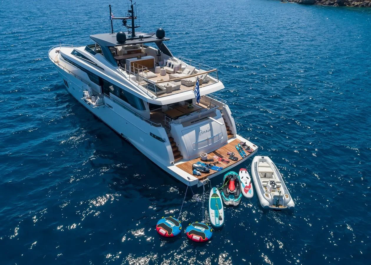 a boat on the water aboard DINAIA Yacht for Charter
