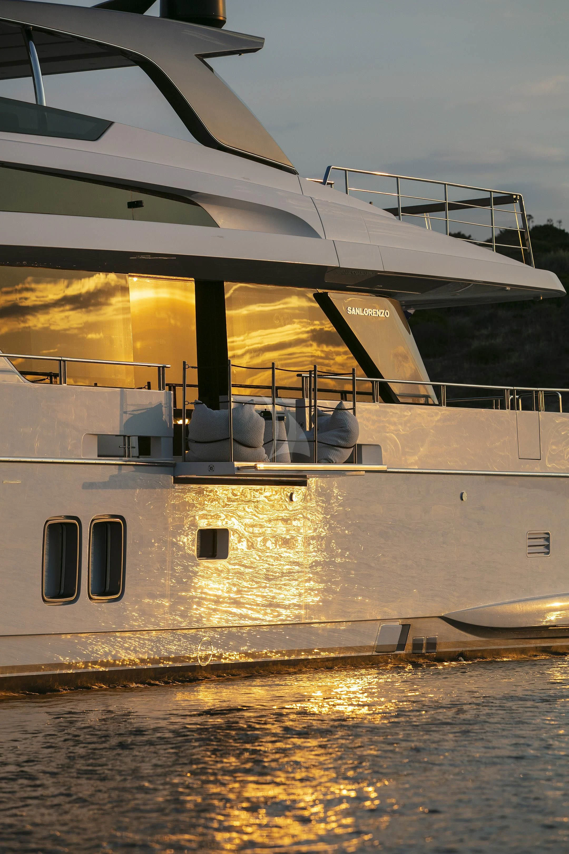 a large boat docked aboard DINAIA Yacht for Charter