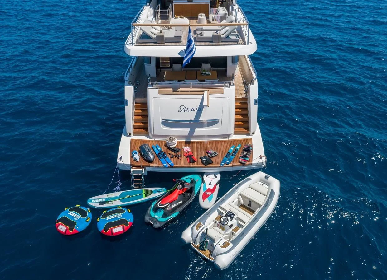 a boat on the water aboard DINAIA Yacht for Charter
