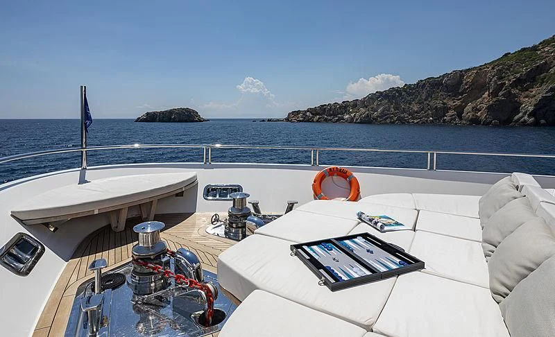 a boat on a body of water aboard DINAIA Yacht for Charter