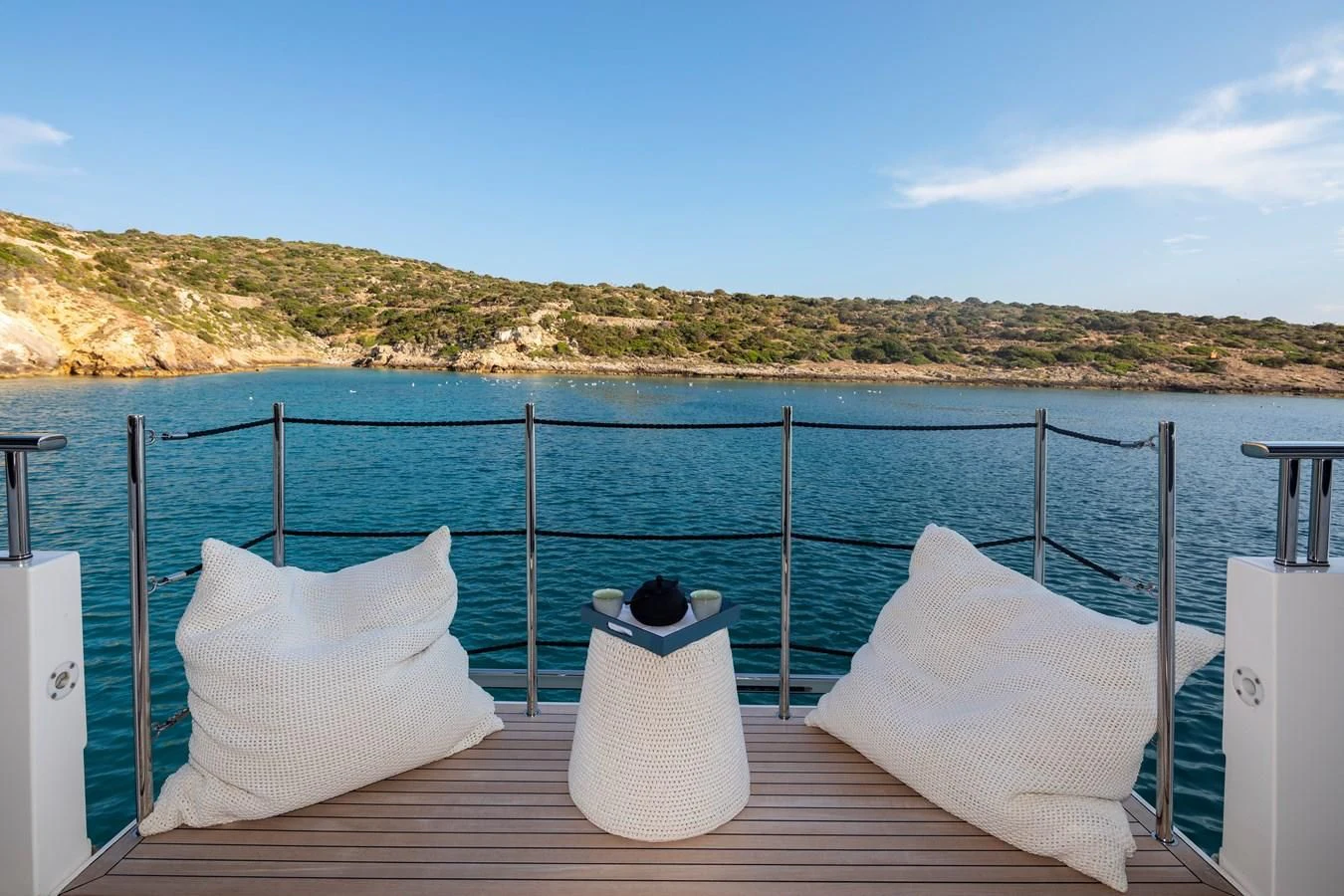 a boat on the water aboard DINAIA Yacht for Charter