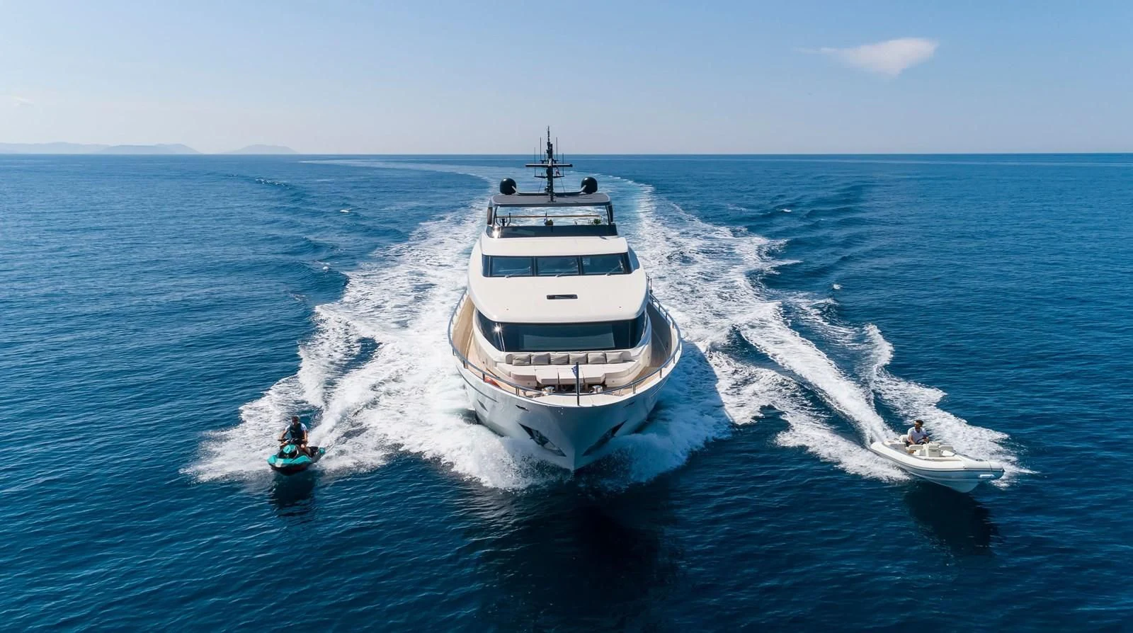 a boat on the water aboard DINAIA Yacht for Charter