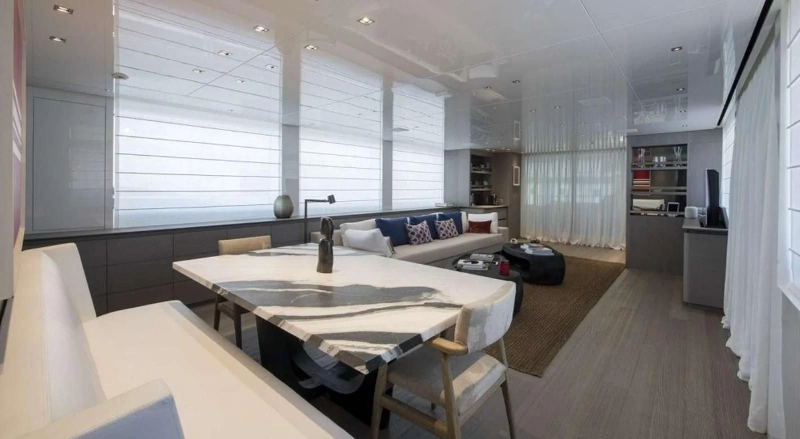 a large kitchen with a large table aboard DINAIA Yacht for Charter