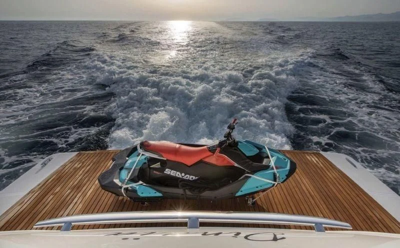 a kayak on a boat aboard DINAIA Yacht for Charter