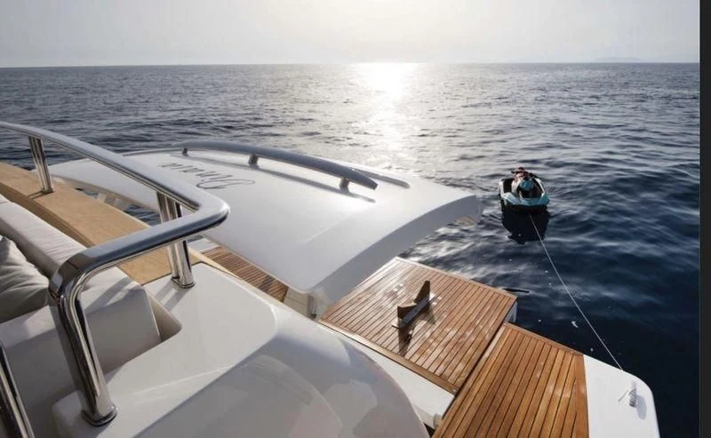 a boat on the water aboard DINAIA Yacht for Charter